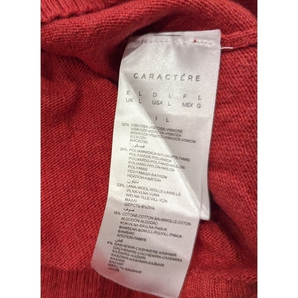Caractére Red Viscose Wool Cashmere Blend Pullover Sweater Size Large - Picture 4 of 6